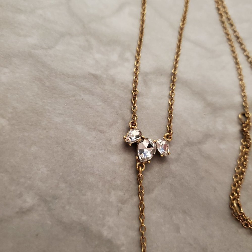 ✨ J.Crew Modern Minimalist Rhinestones Crystal Pave Pendant Necklace ✨ - Picture 5 of 10